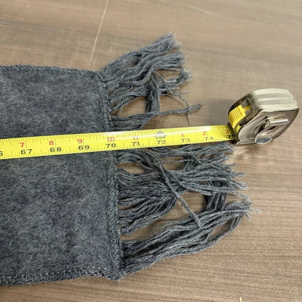 Alpaca Camargo Gray Silver Peruvian Alpaca Wool Scarf Fringe‎ Embroidered OS